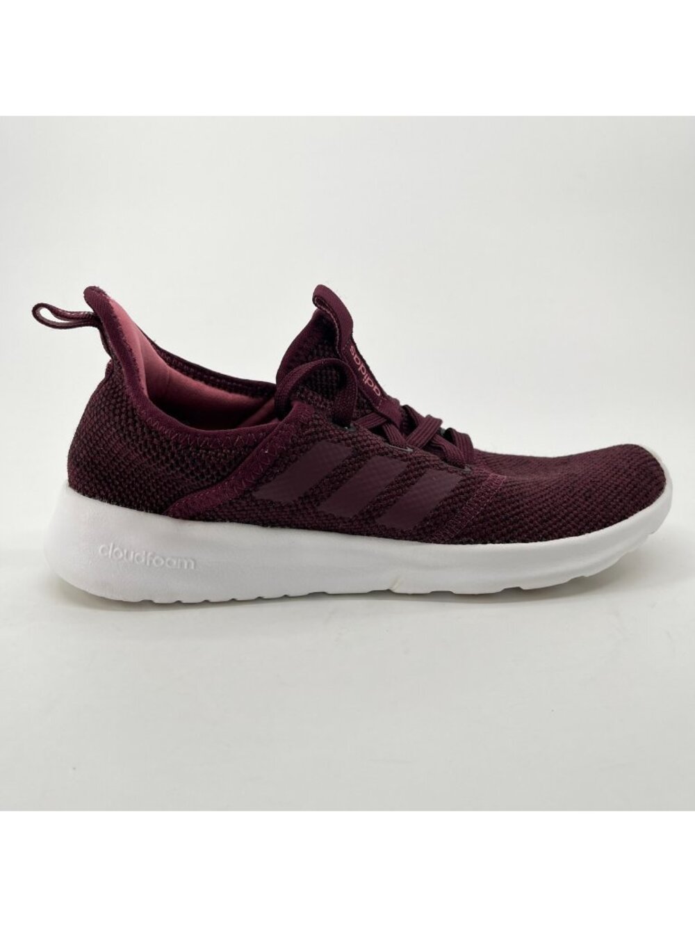 Adidas Cloudfoam Pure Womens Size 6 Maroon White Athletic Running Shoes Sneakers